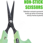 Saboten Fluorine Coated Straight Blade Trimming Scissors Green PT-1 160mm - Image 4