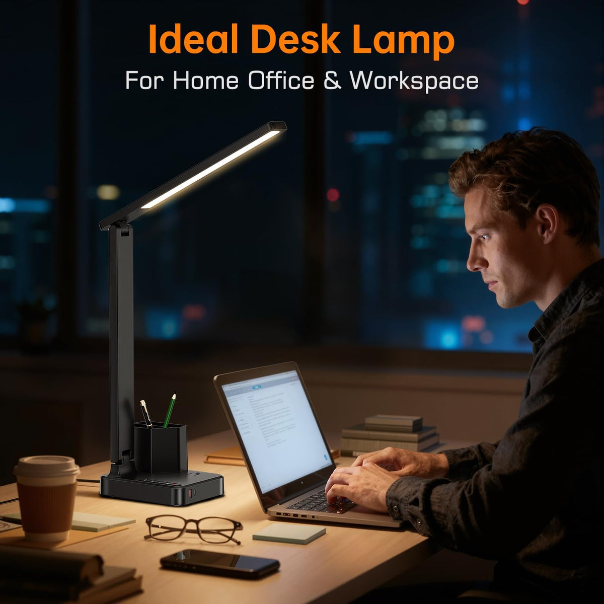 cozoo led desk lamp usb a/c ac pen shown in use