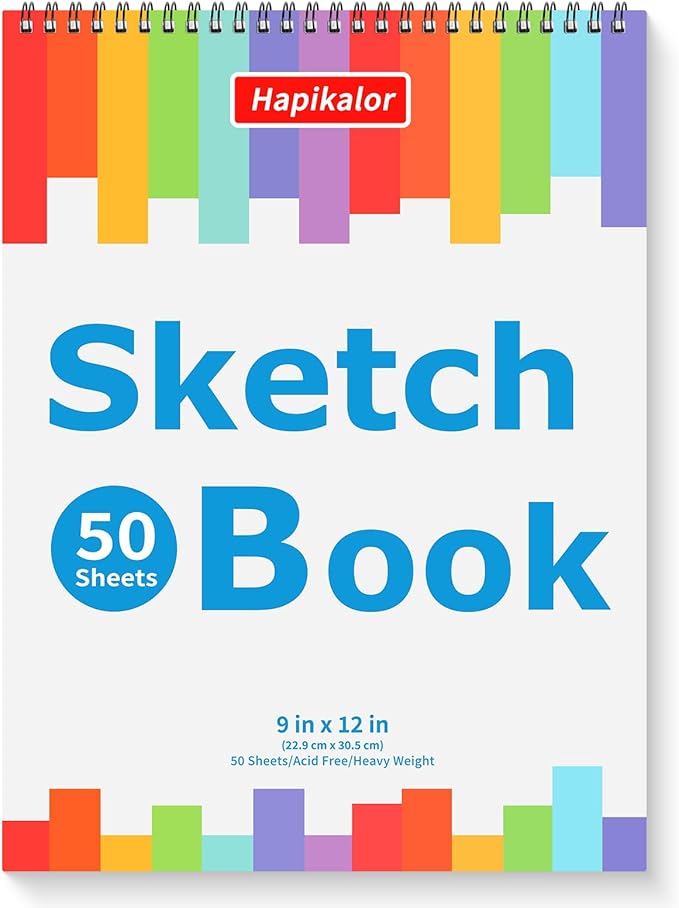 9" x 12" Sketch Book for Kids Adults, Acid Free Artist Drawing Paper Pad for by Hapikalor
