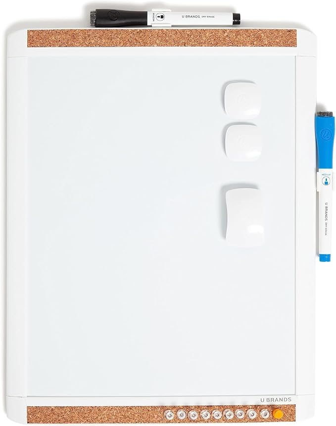 U Brands Contempo Magnetic Dry Erase Board, PINIT White Board, Mini Eraser by UBrands