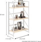 JSB No Assembly Folding Bookshelf, 3 Tier Industrial Metal Book Shelf - Image 3
