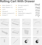 Sorgion 5 Tier Rolling Cart Organizer, Bathroom Cart Organizers - Image 7