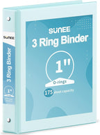SUNEE 3 Ring Binder 1 Inch 1 Pack, Pastel Blue by SUNEE