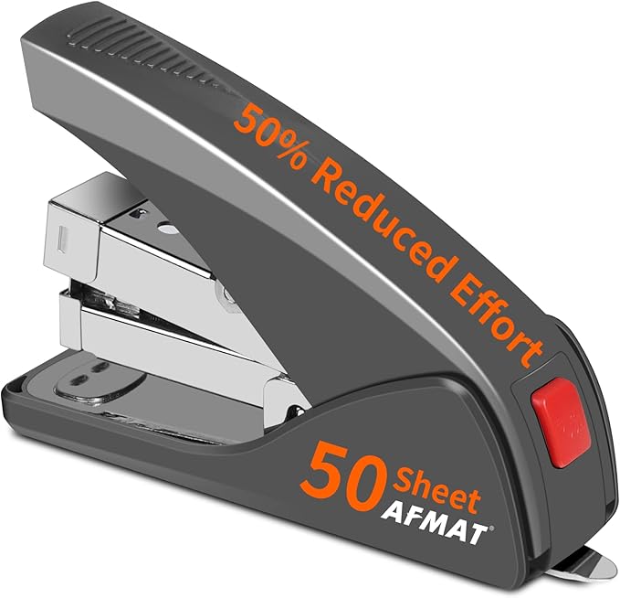 AFMAT Effortless Stapler for Desk, 50 Sheet Desktop Stapler, Ergonomic Office by AFMAT