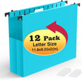 Shutex Extra Capacity Plastic Hanging File Folders, 12 Pack Reinforced by Shutex