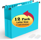 Shutex Extra Capacity Plastic Hanging File Folders, 12 Pack Reinforced by Shutex