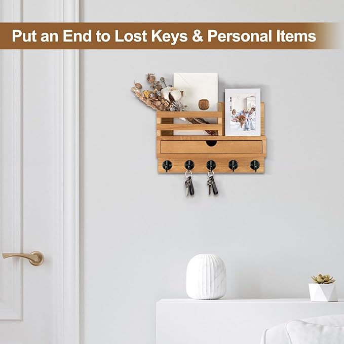 Lucundm Key Holder Wall Mount, Mail Holder - Image 3