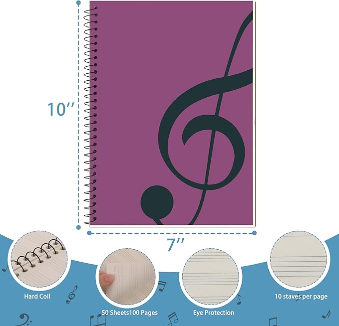 DOMMI Blank Sheet Music Composition Notebook 2 Packs, Manuscript Staff Paper - Image 2