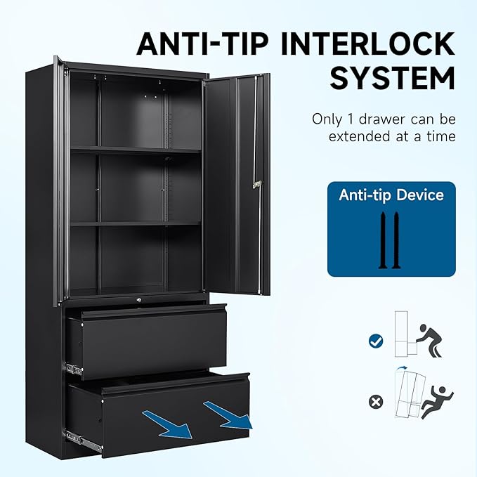 PEUKC 2-Drawer Metal File Cabinet, Lateral Vertical Filing Cabinets - Image 6