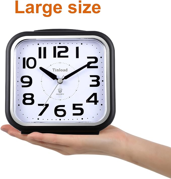 Tinload 5.5" Large Analog Alarm Clock Silent Non Ticking, Gentle Wake, Beep - Image 2