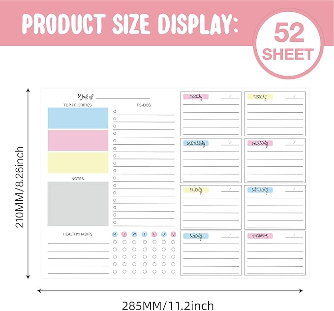 JAMIEKA 52Color Weekly Tearable Planners Pad - Image 6