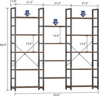 NUMENN Triple Wide 5 Tier Bookshelf, Rustic Industrial Style Bookcases - Image 3