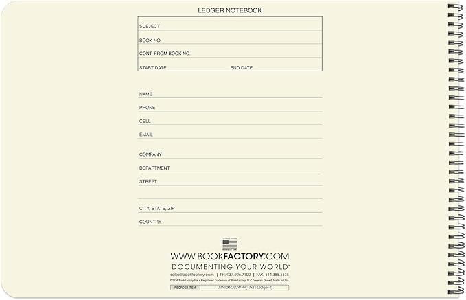 BookFactory Accounting Ledger Notebook/Large 4 Column Accounting Ledger - Image 2