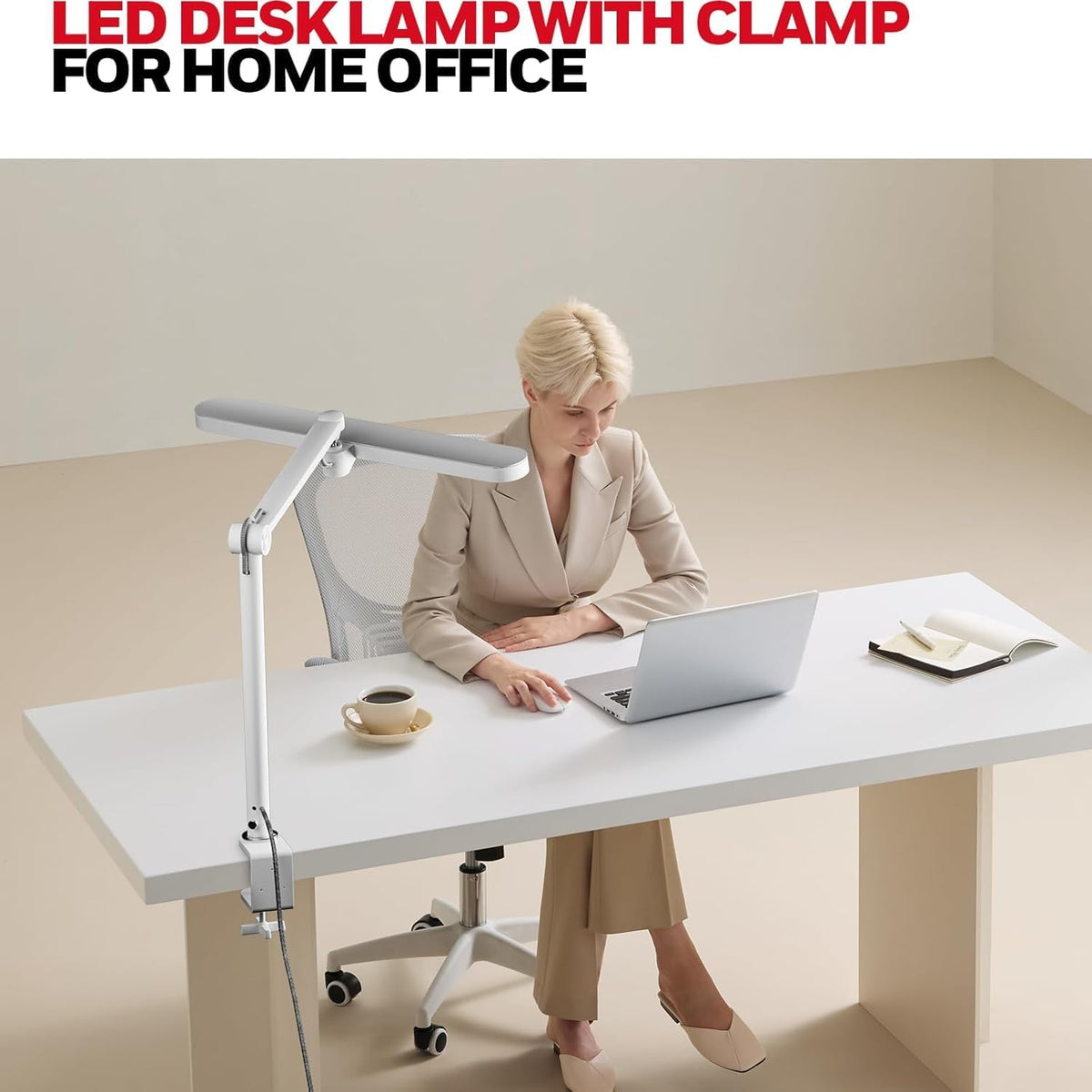 Honeywell 05B02 LED Desk Lamp with Clamp, Task Lamp for Home Office