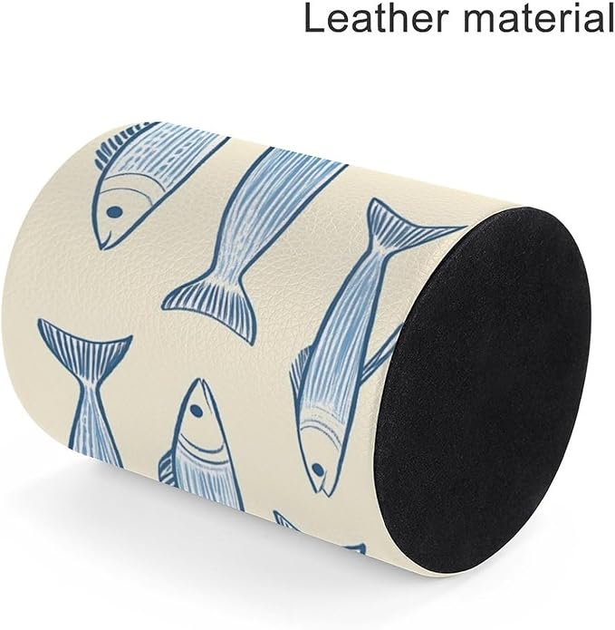 Sardine Fish Pencil Holder Leather Desk Organizer Stand Round Pen Cup Container - Image 4