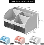 Desk Organizer with 6 Compartments and 2 Drawers, Plastic Makeup Organizer - Image 4