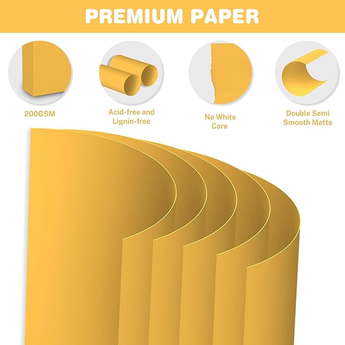 Cardstock 8.5 X 11, 40 Sheets Yellow Card Stock, 75lb/ 200gsm Copy Paper - Image 3