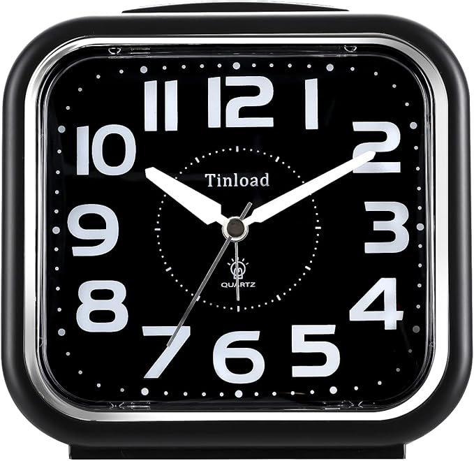 Tinload 5.5" Large Analog Alarm Clock Silent Non Ticking, Gentle Wake, Beep by Tinload