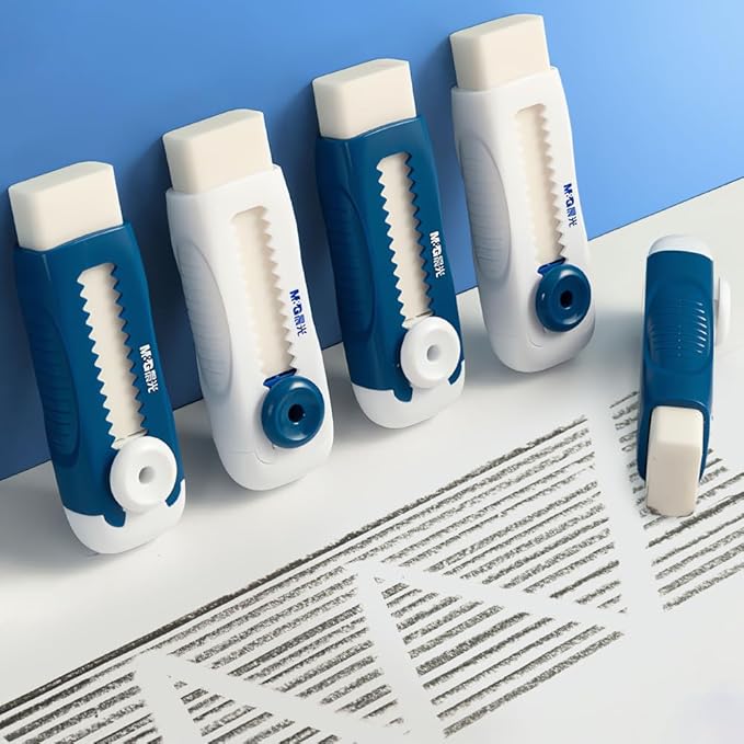 M&G 4 Pack Erasers Sliding Retractable Eraser, Soft White Color Cute Erasers - Image 3