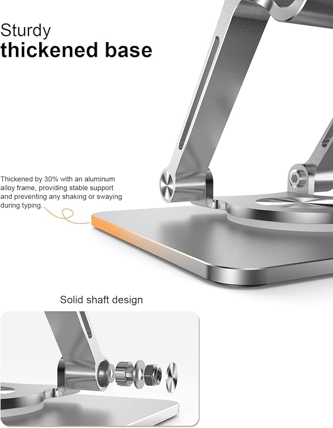Tablet Stand Holder with Thickened 360°Rotating Base Dual Rod Adjustable - Image 5
