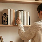 2 Pcs Metal Bookends, Unique Cat Book Ends for Shelves Sturdy Book Organizers and Decorative Books Accessories for Home Office and Library