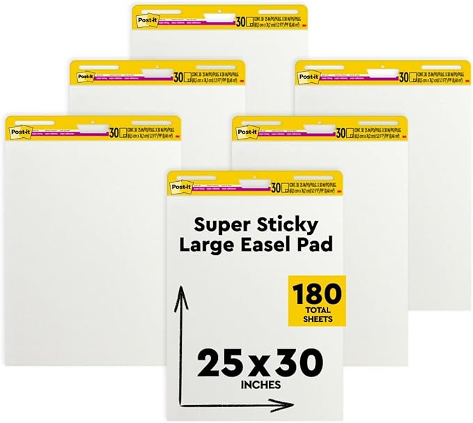 Post-it Super Sticky Easel Pad, 25 x 30 Inches, 30 Sheets/Pad, 6 Pads, Large by Post-it%C2%AE