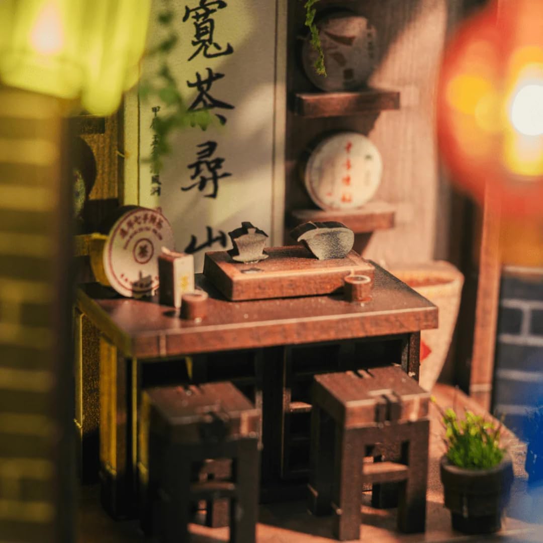 Lijiang Ancient Town DIY 3D Wooden Booknook for Adults, Teens and Book Lovers, Bookshelf Insert Library Decor, Creative Gift for Family, Friends, and Elderly