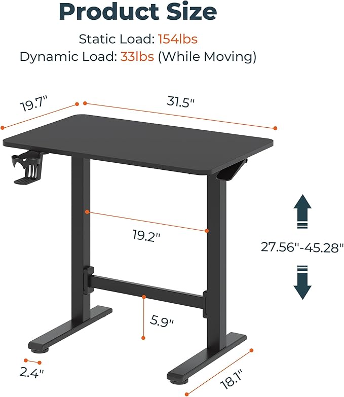 FitStand Small Pneumatic Adjustable Stand Up Desk, Rolling One-Piece Standing - Image 2