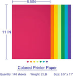 Colored Copy Paper 8.5X11 Inches, 140 Sheets 20 lb/80GSM 7 Colors Rainbow - Image 4