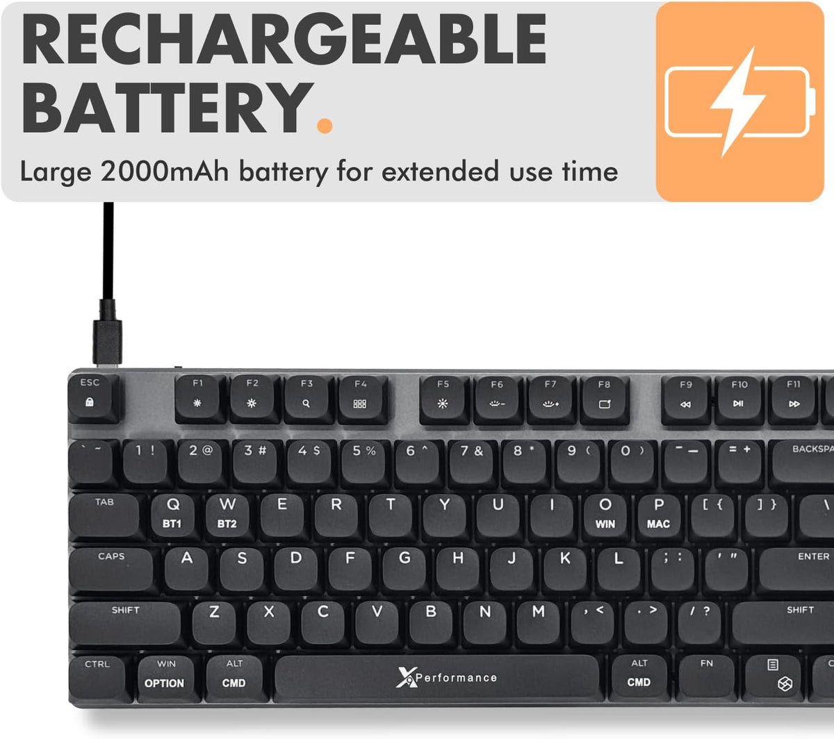X9 Slim Mechanical Keyboard Wireless – Low Profile Red Switches, Triple Mode ...