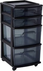 HOMZ 2-Pack Drawer Tower, 4-Tier Clear Plastic Storage Organizer Cart, and - Image 8