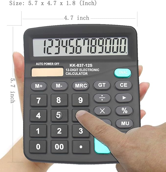 Calculators, BESTWYA 12-Digit Dual Power Handheld Desktop Calculator - Image 6