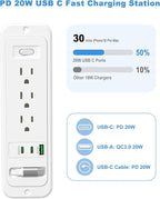Recessed Power Strip with Retractable USB C Cable, 2 PD 20W USB C, Flush Mount - Image 4