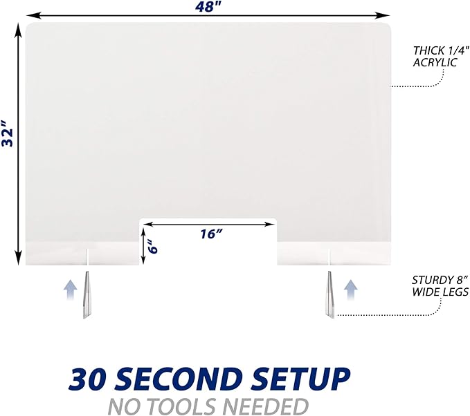 SignHero Sneeze Guard | Large, Sturdy ¼” Acrylic Plexiglass Shield | USA-Made - Image 2