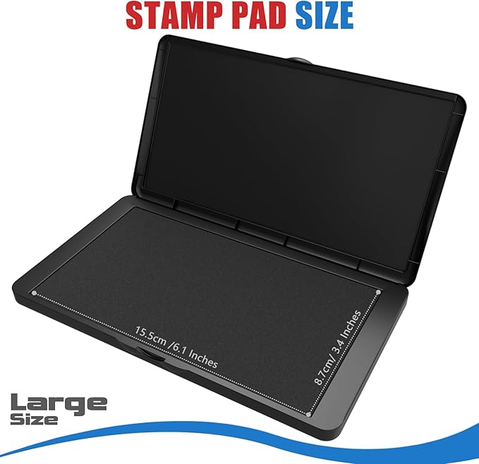 Large Stamp Pad, 6.1 x 3.4 Inch Black Ink Pad Premium Quality Felt Pad Rubber - Image 2