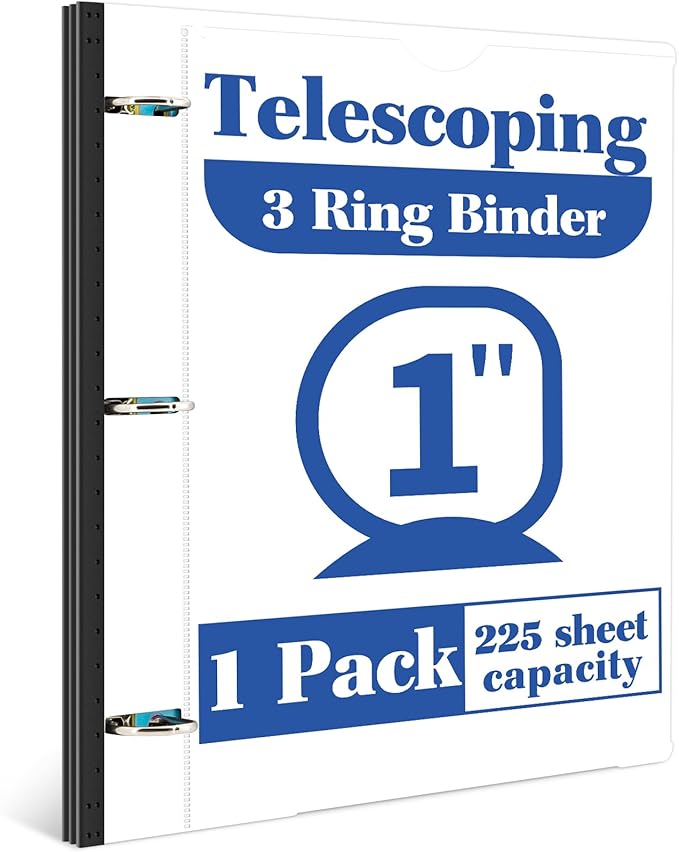 INFUN 1 Inch Telescoping 3 Ring Binder by INFUN