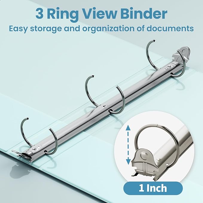 SUNEE 3 Ring Binder 1 Inch 1 Pack, Pastel Blue - Image 3