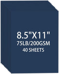 Cardstock 8.5 X 11, 40 Sheets Dark Blue Card Stock, 75lb/ 200gsm Copy Paper by Ciphyfee