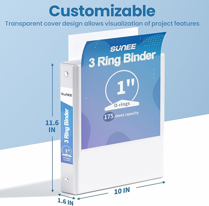 SUNEE 3 Ring Binder 1 Inch 1 Pack - Image 7