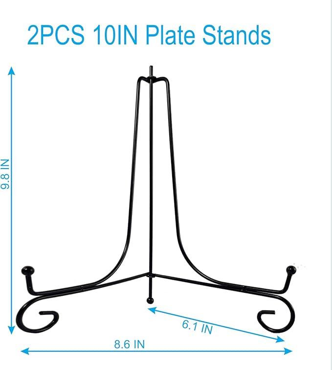 HENABLE 2PCS Premium Black Iron Plate Stands - Image 2