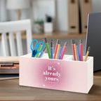 URLLUAE Preppy Pink Aura Inspirational Wooden Pen Pencil Holder - Image 3