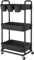 JIUYOTREE 3-Tier Plastic Rolling Storage Cart Utility Cart by JIUYOTREE