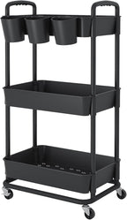 JIUYOTREE 3-Tier Plastic Rolling Storage Cart Utility Cart by JIUYOTREE