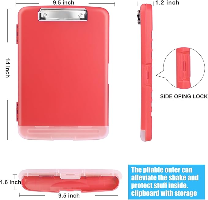 Red Plastic Clipboard with Storage, TFDLCG zm High Capacity Clip Boards 8.5x11 - Image 5