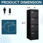 miiiko 4 drawer file cabinet with lock, metal, close-up detail