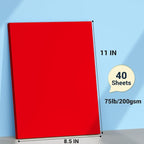 Cardstock 8.5 x 11, Thick Printer Paper 75 lb/200 gsm, 40 Sheets Card Stock Red - Image 2