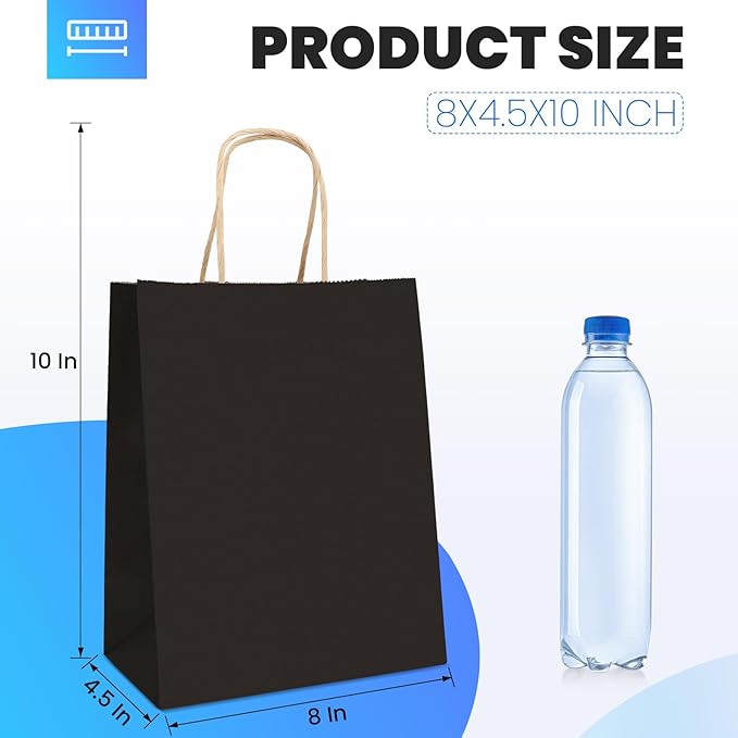 XPCARE 200Pack Paper Bags 8x4.5x10 Inch, Plain Medium Paper Bags - Image 2