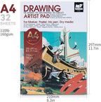 TRANSON Artist Mix Media Sketchbook Marker Pad, 8.3”x11.7” 32 Sheets A4 Art - Image 4