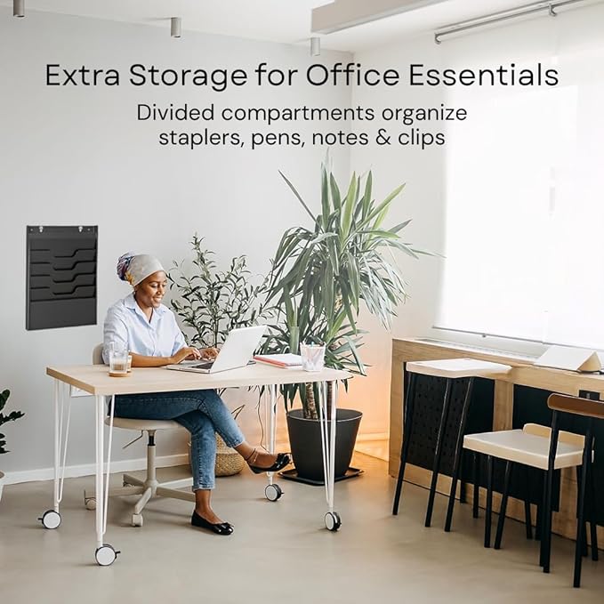 MAXXBUILD 4 Tier Wall Mounted File Organizer, Metal Task Rack - Image 6