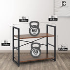 CAPHAUS 2 Tier Small Bookshelf, 24 Inch Width Free Standing Shelf, Bookcase - Image 3